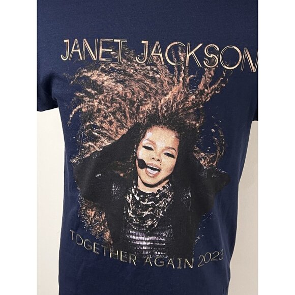 Janet Jackson Together Again Tour 2023 Navy Blue T-Shirt Ludacris Size M - Picture 2 of 11